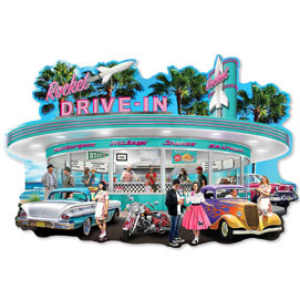 Rocket Drive-In 750 Piece Shaped Jigsaw Puzzle