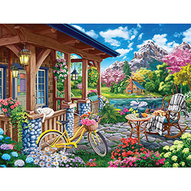 Colorful House Near The Lake 300 Large Piece Jigsaw Puzzle