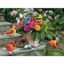 Birds On The Porch Steps 500 Piece Jigsaw Puzzle