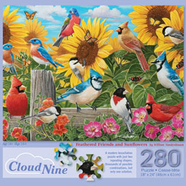 Feathered Friends and Sunflowers 280 Piece Cloud Nine Tessellation Jigsaw Puzzle