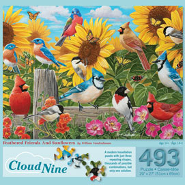 Feathered Friends and Sunflowers 493 Piece Cloud Nine Tessellation Jigsaw Puzzle