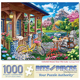 Colorful House Near The Lake 1000 Piece Jigsaw Puzzle