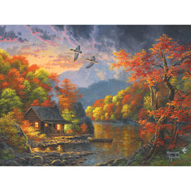 Watercolor Lakeside Retreat 300 Large Piece Jigsaw Puzzle