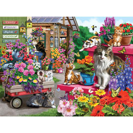 Kitties And Flowers 300 Large Piece Jigsaw Puzzle