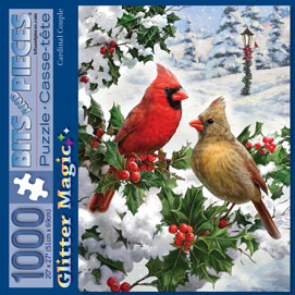 Cardinal Couple 1000 Piece Glitter Effects Jigsaw Puzzle