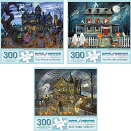 Set of 3: Halloween 300 Large Piece Jigsaw Puzzles