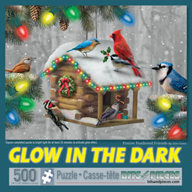 Festive Feathered Friends 500 Piece Glow-In-the-Dark Jigsaw Puzzle