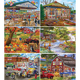 Set of 6: Bigelow Illustrations 1000 Piece Jigsaw Puzzles