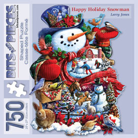 Happy Holiday Snowman 750 Piece Shaped Jigsaw Puzzle