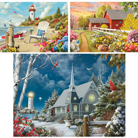 Set of 3 Pre-Boxed: Alan Giana 500 Piece Jigsaw Puzzles