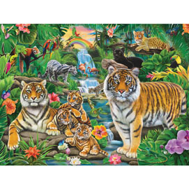 The Tiger Family In Jungle 500 Piece Jigsaw Puzzle