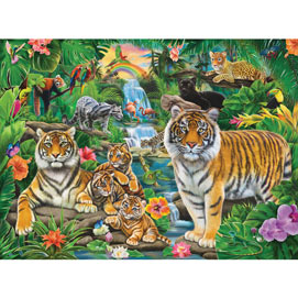 The Tiger Family In Jungle 1000 Piece Jigsaw Puzzle