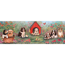 Puppy Doghouse 500 piece Panoramic Jigsaw Puzzle