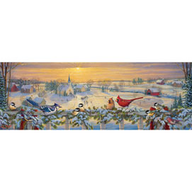Winter Porch Chatter 500 piece Panoramic Jigsaw Puzzle