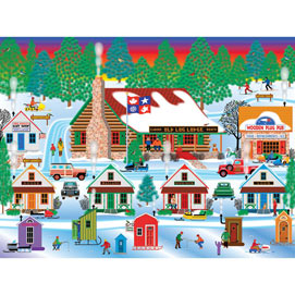Winter at Old Log Lodge 1000 Piece Jigsaw Puzzle