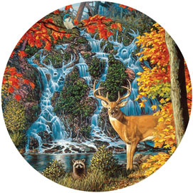 Afternoon at Sanctuary Falls 300 Large Piece Round Jigsaw Puzzle