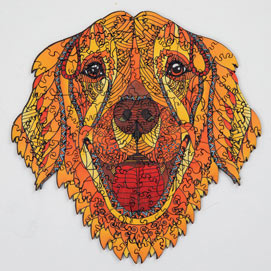 Wooden Dog 130 Piece Shaped Jigsaw Puzzle