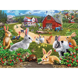 Strawberry Bunnies 300 Large Piece Jigsaw Puzzle