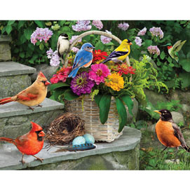 Birds On The Porch Steps 200 Large Piece Jigsaw Puzzle