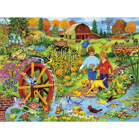 Playing by the Waterwheel 300 Large Piece Jigsaw Puzzle