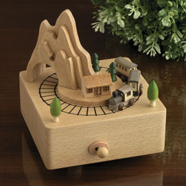 Moving Train Wooden Music Box - Oh What A Beautiful Morning