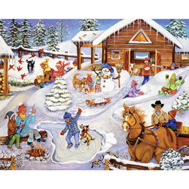 On the Farm 4-in-1 300 Large Piece Sandy Rusinko Jigsaw Puzzle Set