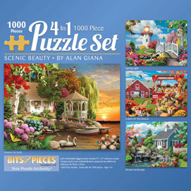 Scenic Beauty 4-in-1 Multi-Pack 1000 Piece Jigsaw Puzzle Set