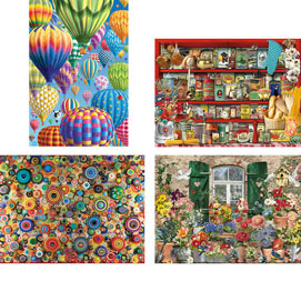 Set of 4: Fun Challenging 1000 Piece Jigsaw Puzzles
