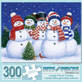 Five Snowmen 300 Large Piece Jigsaw Puzzle