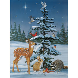 Snowy Christmas Gathering 300 Large Piece Jigsaw Puzzle