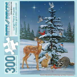 Snowy Christmas Gathering 300 Large Piece Jigsaw Puzzle