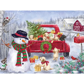Red Truck With Puppies 300 Large Piece Jigsaw Puzzle