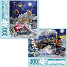 Set of 2: Marcello Corti Christmas Joy 300 Large Piece Jigsaw Puzzles