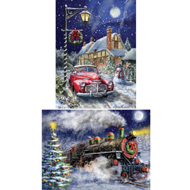 Preboxed Set of 2: Marcello Corti Christmas Joy 300 Large Piece Jigsaw Puzzles