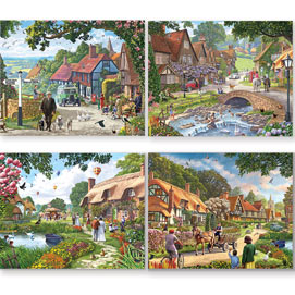 Village Life 4-in-1 Multi-Pack 500 Piece Puzzle Set