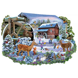 Forest Friends By The Old Mill 300 Large Piece Shaped Jigsaw Puzzle