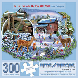 Forest Friends by the Old Mill 300 Large Piece Shaped Jigsaw Puzzle
