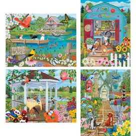 Set of 4: Kathy Bambeck 300 Large Piece Jigsaw Puzzles
