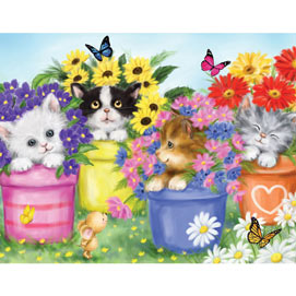 Cats In Flower Pots 100 Large Piece Jigsaw Puzzle