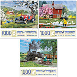 Set of 3: John Sloane 1000 Piece Jigsaw Puzzles