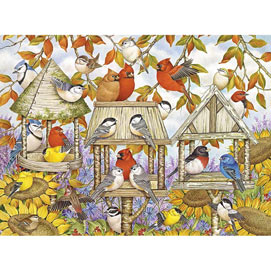 Birdfeeders and Sunflowers 1000 Piece Jigsaw Puzzle