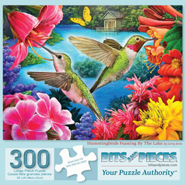 Hummingbirds Feasting by the Lake 300 Large Piece Jigsaw Puzzle