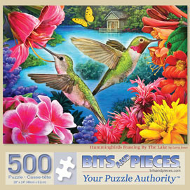 Hummingbirds Feasting By The Lake 500 Piece Jigsaw Puzzle
