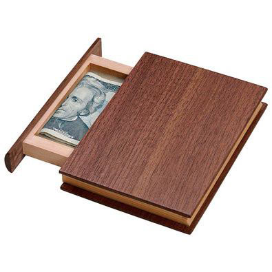 Bits and Pieces - Mini Book Money Box Brainteaser Puzzle Box - Wooden Brain Game
