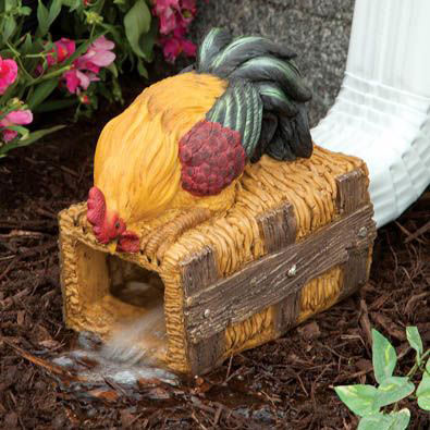 Rooster Downspout Extension Animal Garden Sculpture | Bits and Pieces