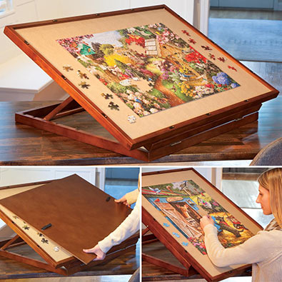 Wooden Puzzle Easel Table for Adults & Kids | 22 x 32 Top | Great for Puzzle Storage | Puzzle Accessories