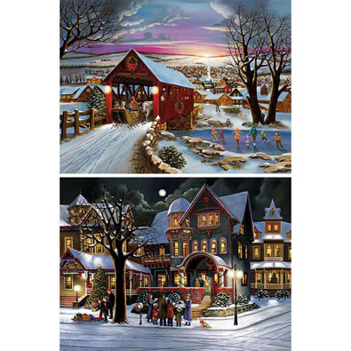 Set of 2: The Joys of Christmas 500 Piece Jigsaw Puzzles | Bits and Pieces
