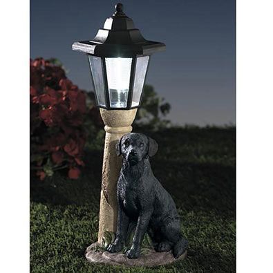 Hongville Black Labrador Dog with Lantern Solar Light 