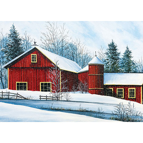 Red Barn Winter 1000 Piece Jigsaw Puzzle