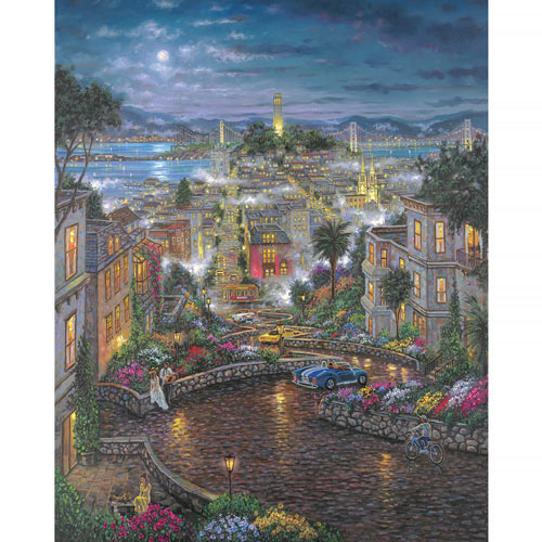 Moonlight Over Lombard 1000 Large Piece Jigsaw Puzzle